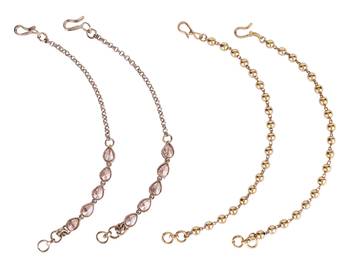 Fascinating golden balls gold plated set of 2 ear-chain combo (kaan chain) for women 1