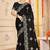 Blue color zari embroidery work zarkhan work fendy silk saree with blouse