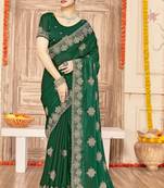 Botle green color zari embroidery work zarkhan work fendy silk saree with blouse