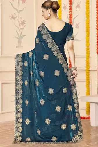 Morpeach color zari embroidery work zarkhan work fendy silk blend saree with blouse