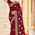 Maroon color zari embroidery work zarkhan work fendy silk saree with blouse