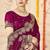Wine color zari embroidery work zarkhan work fendy silk saree with blouse