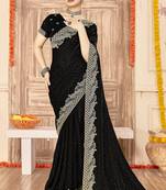 Black color zari embroidery work zarkhan work fendy silk saree with blouse