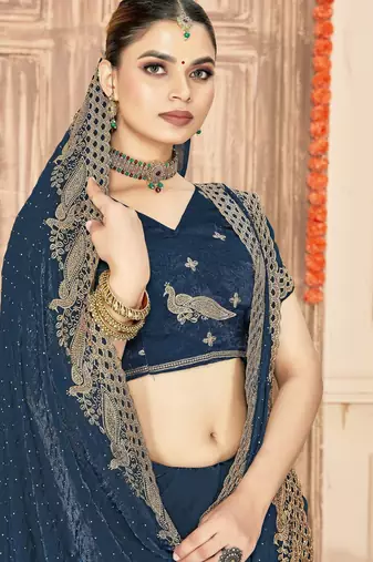 Morpeach color zari embroidery work zarkhan work fendy silk blend saree with blouse