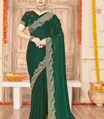 Botle green color zari embroidery work zarkhan work fendy silk saree with blouse