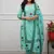 Aqua Blue Floral Printed Cotton Kurta Pant Set with Dupatta