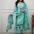Aqua Blue Floral Printed Cotton Kurta Pant Set with Dupatta