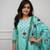 Aqua Blue Floral Printed Cotton Kurta Pant Set with Dupatta