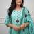 Aqua Blue Floral Printed Cotton Kurta Pant Set with Dupatta
