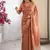 Designer orange heavy fendy satin with beads embroidered work saree with unstitched blouse