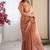 Designer orange heavy fendy satin with beads embroidered work saree with unstitched blouse