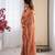 Designer orange heavy fendy satin with beads embroidered work saree with unstitched blouse