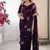 Designer wine heavy fendy satin with beads embroidered work saree with unstitched blouse