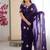 Purple mos silk with handwork butterfly design saree with unstitched blouse