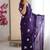 Purple mos silk with handwork butterfly design saree with unstitched blouse