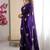 Purple mos silk with handwork butterfly design saree with unstitched blouse