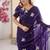 Purple mos silk with handwork butterfly design saree with unstitched blouse