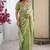 Designer pista heavy fendy satin with beads embroidered work saree with unstitched blouse
