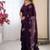 Designer wine heavy fendy satin with beads embroidered work saree with unstitched blouse