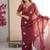 Rust mos silk with handwork butterfly design saree with unstitched blouse