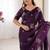 Designer wine heavy fendy satin with beads embroidered work saree with unstitched blouse