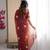 Rust mos silk with handwork butterfly design saree with unstitched blouse