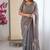 Grey mos silk with handwork butterfly design saree with unstitched blouse