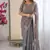 Grey mos silk with handwork butterfly design saree with unstitched blouse