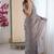 Grey mos silk with handwork butterfly design saree with unstitched blouse