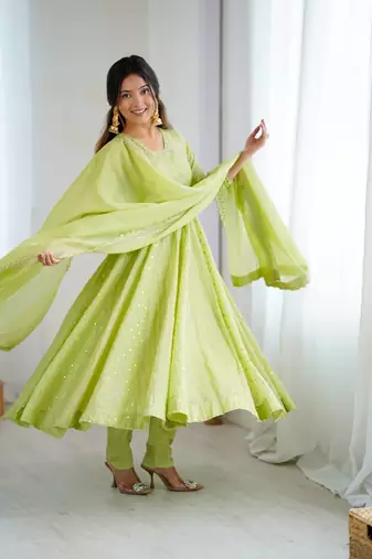 Green Embroidered Anarkali Suit Set