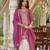 Magenta heavy chinon free size stitched suit with digital printed & embroidery work