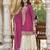 Magenta heavy chinon free size stitched suit with digital printed & embroidery work