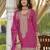 Magenta heavy chinon free size stitched suit with digital printed & embroidery work