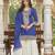 Blue heavy chinon free size stitched suit with digital printed & embroidery work