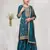 Teal vichitra semi stitched suit with heavy embroidery work