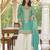 Sea green heavy chinon free size stitched suit with digital printed & embroidery work