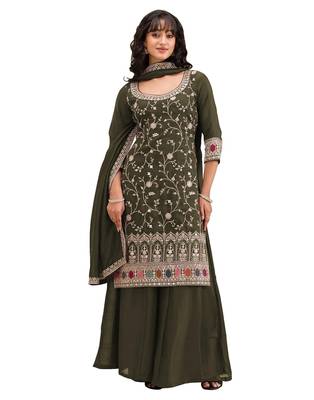 Mehendi vichitra suit with heavy embroidery  1