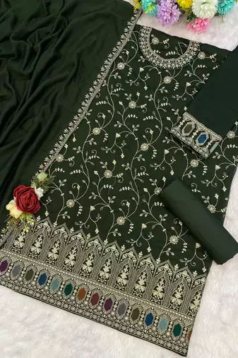 Mehendi vichitra suit with heavy embroidery 