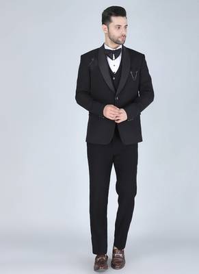 Black 5 pc designer suit with pintex detailing 1