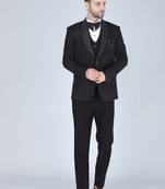 Black 5 pc designer suit with pintex detailing