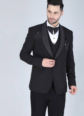 Black 5 pc designer suit with pintex detailing 2