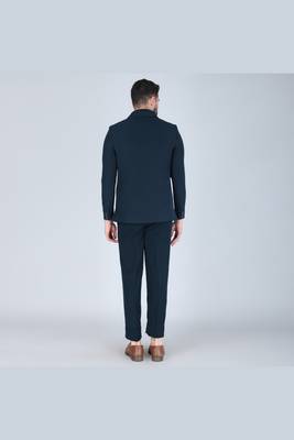 Teal green bandhgala suit for men 3