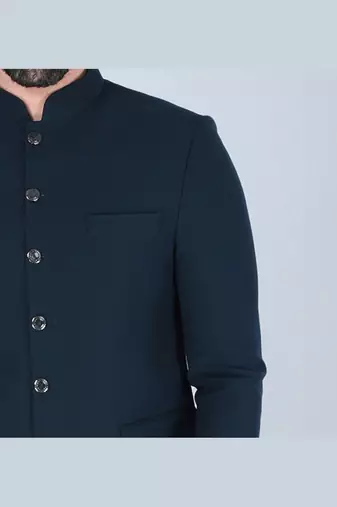 Teal green bandhgala suit for men