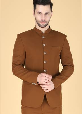 Brown bandhgala suit for men 2