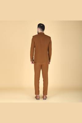 Brown bandhgala suit for men 3