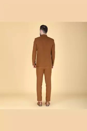 Brown bandhgala suit for men