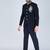 Navy bandhgala suit with embroidered motif for men