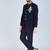 Navy bandhgala suit with embroidered motif for men