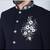 Navy bandhgala suit with embroidered motif for men
