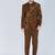 Brown embroidered bandhgala suit for men